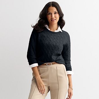 Women's Croft & Barrow® The Extra Soft Cable Crew Neck Sweater