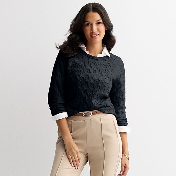 Women's Croft & Barrow® The Extra Soft Cable Crew Neck Sweater