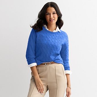 Women's Croft & Barrow® The Extra Soft Cable Crew Neck Sweater