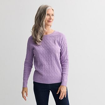 Women's Croft & Barrow® The Extra Soft Cabled Crew Neck Sweater