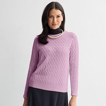 Women's Croft & Barrow® The Extra Soft Cable Crew Neck Sweater