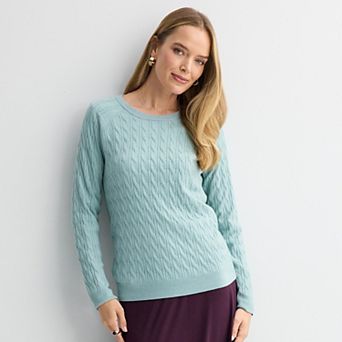 Women's Croft & Barrow® The Extra Soft Cable Crew Neck Sweater