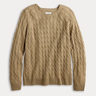 Petite Croft & Barrow® The Extra Soft Cabled Crewneck Sweater