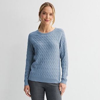 Petite Croft & Barrow® The Extra Soft Cabled Crewneck Sweater