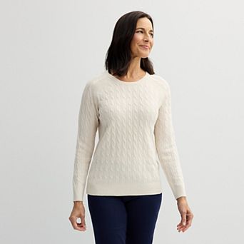 Petite Croft & Barrow® The Extra Soft Cabled Crewneck Sweater