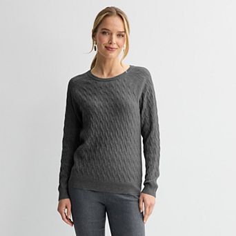 Petite Croft & Barrow® The Extra Soft Cabled Crewneck Sweater