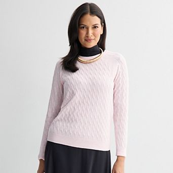 Petite Croft & Barrow® The Extra Soft Cabled Crewneck Sweater