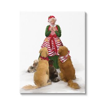 Stupell Home Decor Mrs. Claus & Dogs Canvas Wall Art