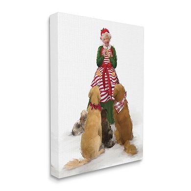 Stupell Home Decor Mrs. Claus & Dogs Canvas Wall Art
