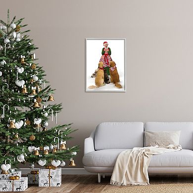 Stupell Home Decor Mrs. Claus & Dogs Silver Finish Framed Wall Art