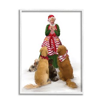 Stupell Home Decor Mrs. Claus & Dogs White Framed Wall Art