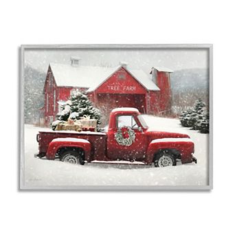 Stupell Home Decor Holiday Tree Farm Silver Finish Framed Wall Art