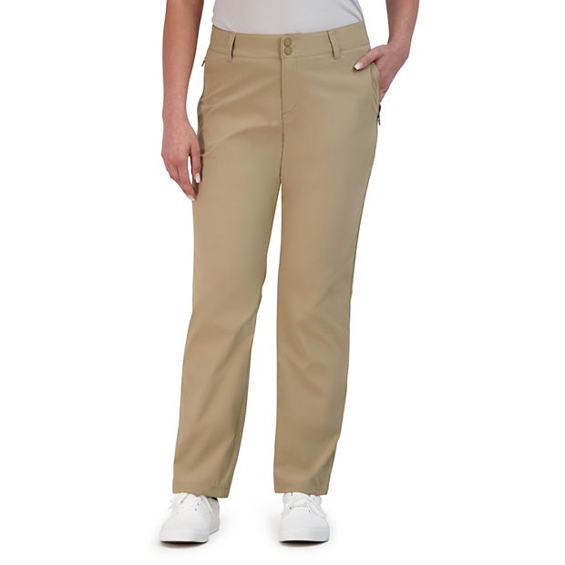 Khaki Stretch Low Rise Straight Leg Pants