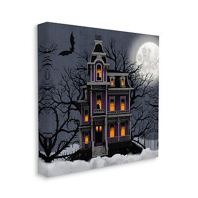 Stupell Home Decor Creepy Haunted House Canvas Wall Art