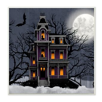 Stupell Home Decor Creepy Haunted House Plaque Wall Art