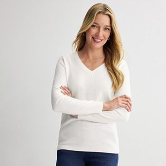 Petite Croft & Barrow® Extra Soft V-Neck Sweater
