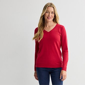Petite Croft & Barrow® Extra Soft V-Neck Sweater