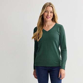 Petite Croft & Barrow® Extra Soft V-Neck Sweater