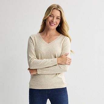Petite Croft & Barrow® Extra Soft V-Neck Sweater