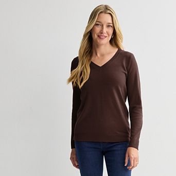 Petite Croft & Barrow® Extra Soft V-Neck Sweater