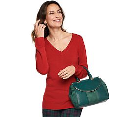 V neck red on sale sweater