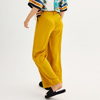 【Anyone more】Yes Golden Wide Pants Women's Nine West Wide Leg Satin Pants