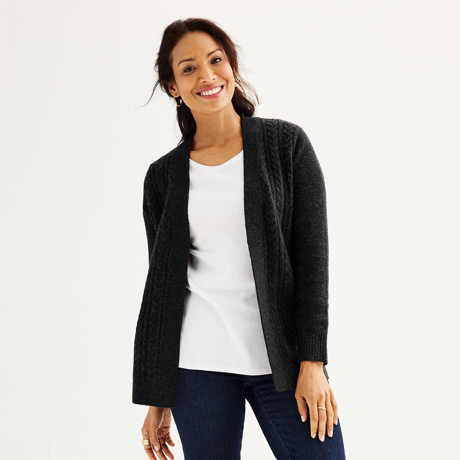 Cardigan Femme Noir Et Blanc Imprimé Animalier - Marque Croft & Barrow - Taille M - Occasion Très Bon état