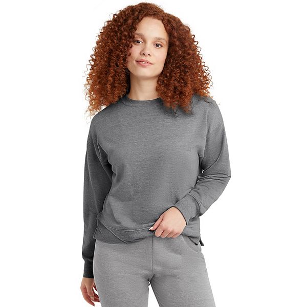 Hanes Men's Crewneck Sweatshirt, Tri-Blend French Terry, Concrete PE