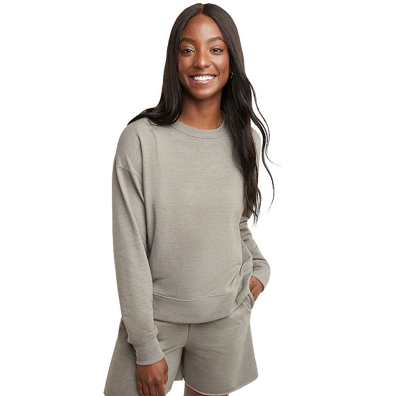 Women's Hanes Originals French Terry Sweatshirt, Size: XXL, Oregano Grey