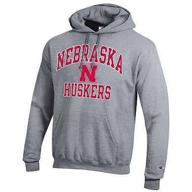 Men's Champion Heather Gray Nebraska Huskers High Motor Pullover Hoodie