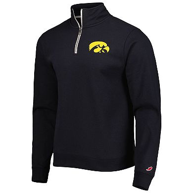 Men's League Collegiate Wear Black Iowa Hawkeyes Stack Essential Lightweight Fleece Quarter-Zip Sweatshirt