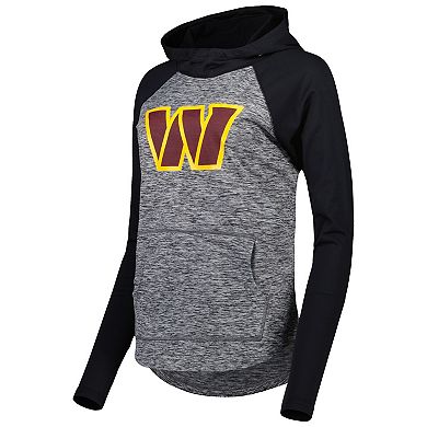 Women's G-III 4Her by Carl Banks Heathered Gray/Black Washington Commanders Championship Ring Raglan Pullover Hoodie