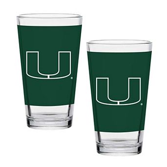 Miami Hurricanes Two-Pack Knockout 16oz. Pint Glass Set