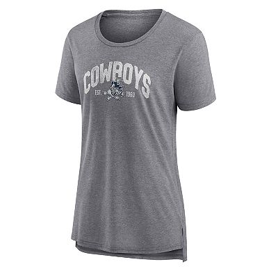 Women's Fanatics Branded Heathered Gray Dallas Cowboys Drop Back Modern T-Shirt