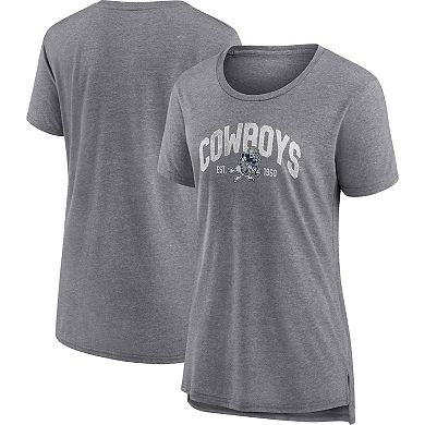 Women's Fanatics Branded Heathered Gray Dallas Cowboys Drop Back Modern T-Shirt
