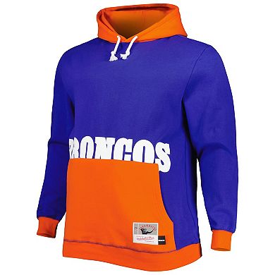 Men's Mitchell & Ness Navy/Orange Denver Broncos Big & Tall Big Face Pullover Hoodie