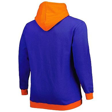 Men's Mitchell & Ness Navy/Orange Denver Broncos Big & Tall Big Face Pullover Hoodie