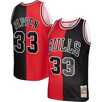 Men's Mitchell & Ness Scottie Pippen Red/Black Chicago Bulls Hardwood Classics 1997-98 Split Swingman Jersey