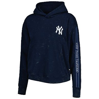Women's The Wild Collective Navy New York Yankees Marble Pullover Hoodie
