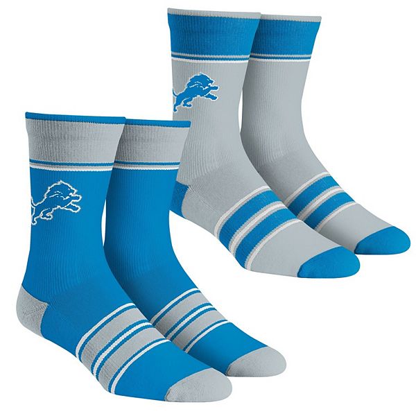 Youth Rock Em Socks Detroit Lions Multi-Stripe 2-Pack Team Crew