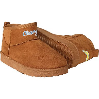 Women's FOCO Brown Los Angeles Chargers Team Logo Fuzzy Fan Boots