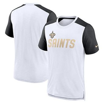 Men's Nike White/Heathered Black New Orleans Saints Color Block Team Name T-Shirt