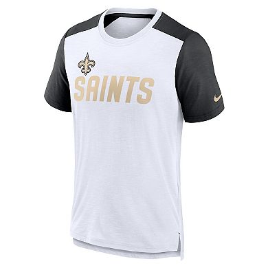 Men's Nike White/Heathered Black New Orleans Saints Color Block Team Name T-Shirt