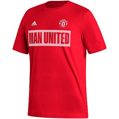 Men's adidas Red Manchester United Culture Bar T-Shirt