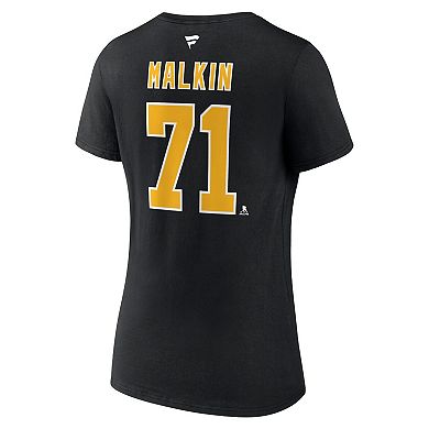 Women's Fanatics Branded Evgeni Malkin Black Pittsburgh Penguins Special Edition 2.0 Name & Number V-Neck T-Shirt