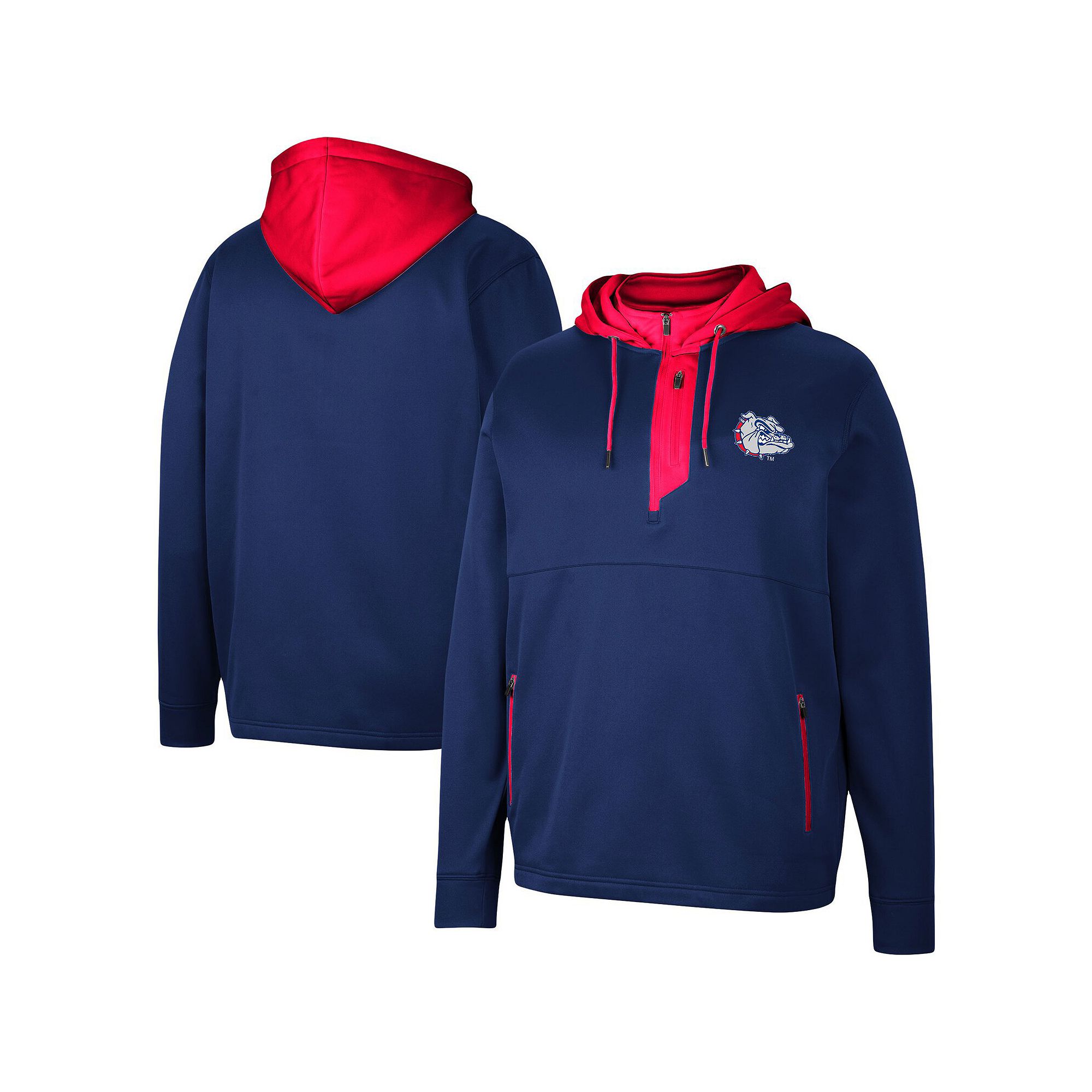 Mens Colosseum Navy Gonzaga Bulldogs Luge 3.0 Quarter-Zip Hoodie, Size: Sm