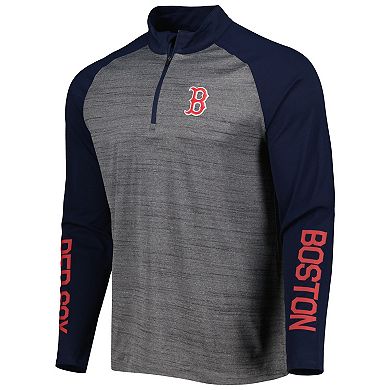 Men's Levelwear Heather Gray Boston Red Sox Vandal Raglan Quarter-Zip Top