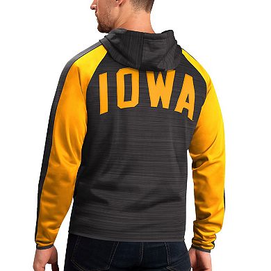 Men's G-III Sports by Carl Banks Black Iowa Hawkeyes Neutral Zone Raglan Full-Zip Track Jacket Hoodie