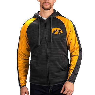 Men's G-III Sports by Carl Banks Black Iowa Hawkeyes Neutral Zone Raglan Full-Zip Track Jacket Hoodie