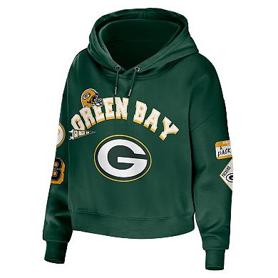 Women's WEAR by Erin Andrews Green Green Bay Packers Plus Size Modest Cropped Pullover Hoodie